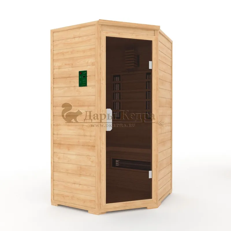Двухместная угловая инфракрасная сауна кабина из кедра с керамическими излучателями
