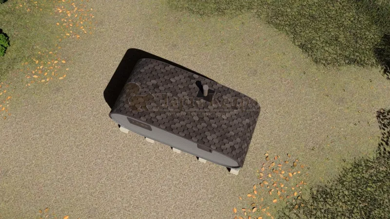 Баня-бочка «Танк» из кедра 5х2,2 метра (вариант 2)